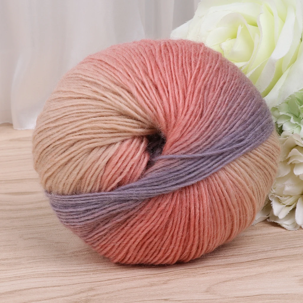 Hand-woven Rainbow Colorful Crochet Cashmere Wool Blend Yarn, Knitting Yarn, 1Ball, 50g