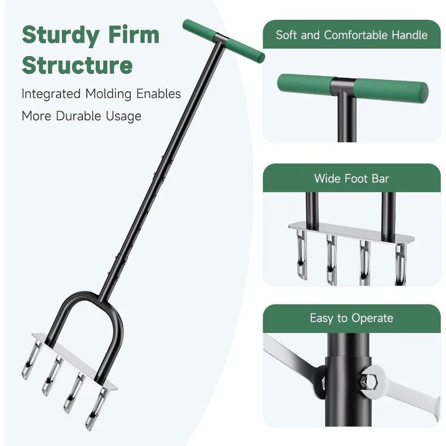 2in1 잔디 에어레이터 코어 에어레이터 잔디 도구 교체 가능한 중공 및 솔리드 틴 포함 정원 잔디 및 마당용 휴대용 토양 압축기