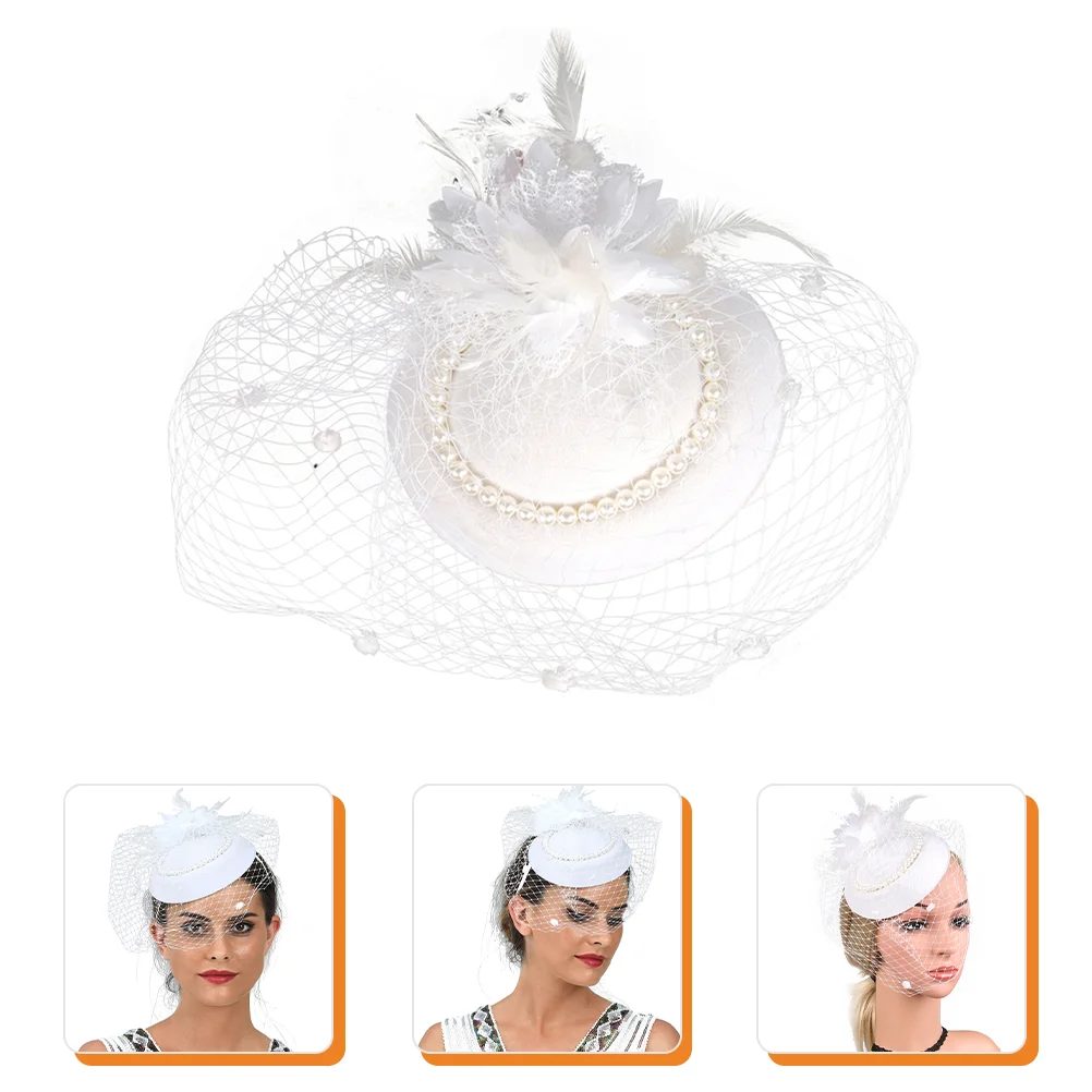 

Mesh Pearl Hat Fashionable Headband Women Headdress Fascinator Headwear Headgear Lace Banquet