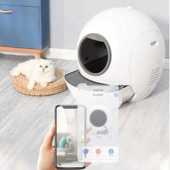 Boîte de toilette automatique à lumière UV pour chat, grande porte de sécurité, auto-livres intelligents, Wi-Fi, commande à distance