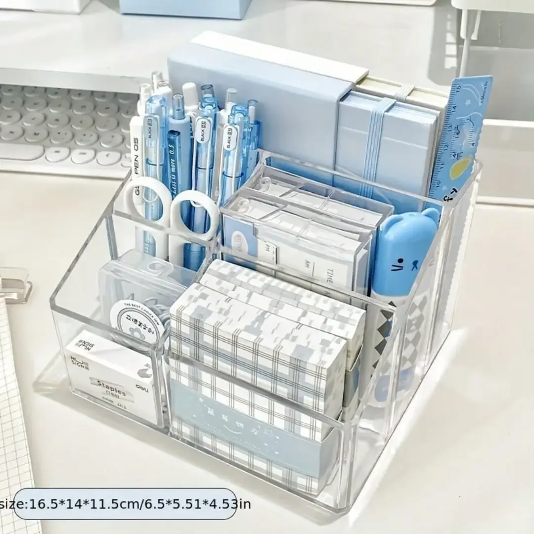 

1pc Multi-Functional Pen Holder, Desktop Stationery Storage Box, Transparent Acrylic Pen Organizer, Suitable For Students And Teachers, School Supplies, Graduation & Back To School Season