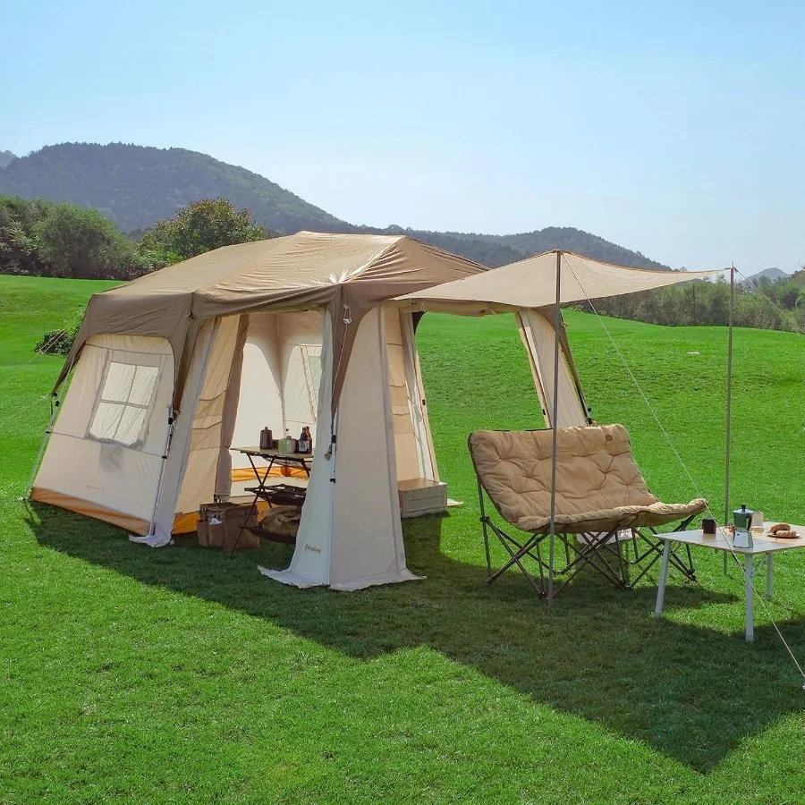 Кемпинговая палатка на 68 человек, устойчивая к атмосферным воздействиям, горячая палатка, большая семейная палатка с разделением для плиты, водонепроницаемая, ветрозащитная, для семейного кемпинга O