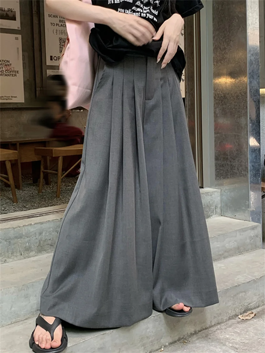 

Alien Kitty All Match Pants Skirts Women OL Slim Pleated Summer Chic Solid Loose New 2023 Streetwear Work Wear Casual Wide Leg