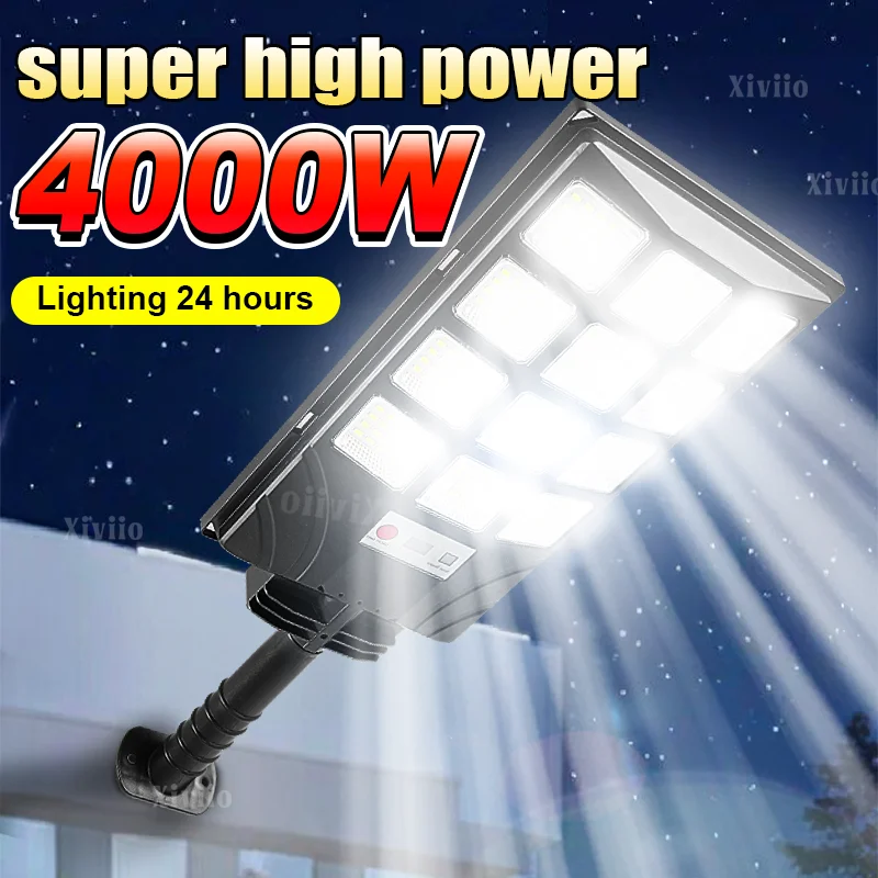 

2025 Новый открытый 4000W солнечный свет 6000000LM супер яркий уличный свет открытый водонепроницаемый 3 режима дистанционного управления садовой стенной лампой