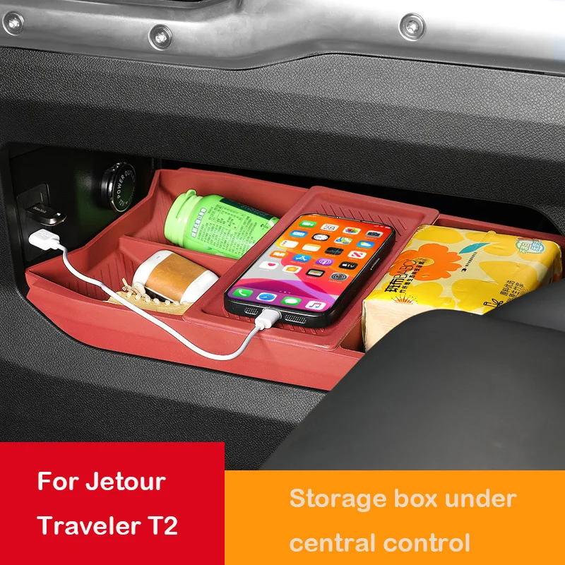 

Car Central Control Second Generation Storage Box Silicone Cushion For Jetour Traveler T2 Automotive interior accessories