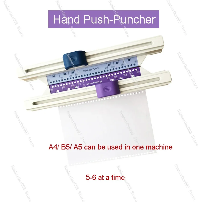 Loose-leaf Punch Home Hand Push Multi-function Toroidal Coil Portable Hole Punch for A4 A5 B5 Office Punching Machine 30-hole