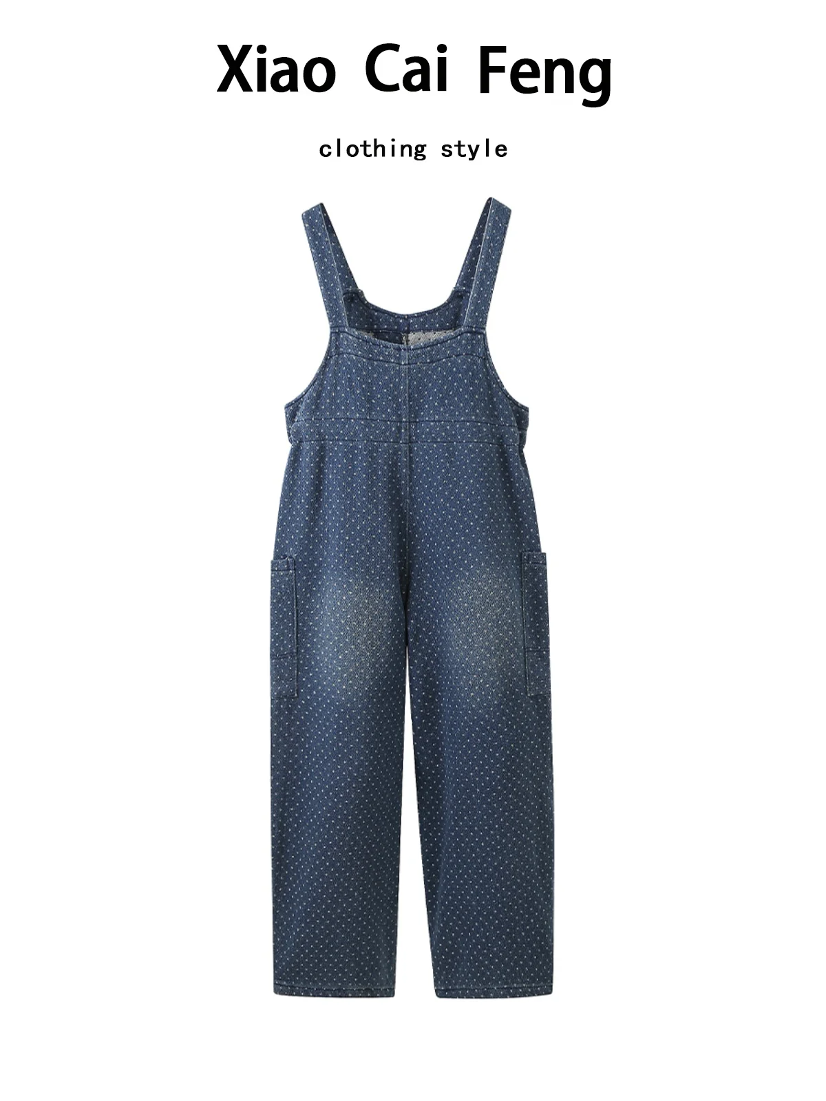 

2025 New Women's Polka Dot Denim Overalls Thinming Slimming Loose Straight Leg Floor Length Wide Leg Pants Casual High Waist ...