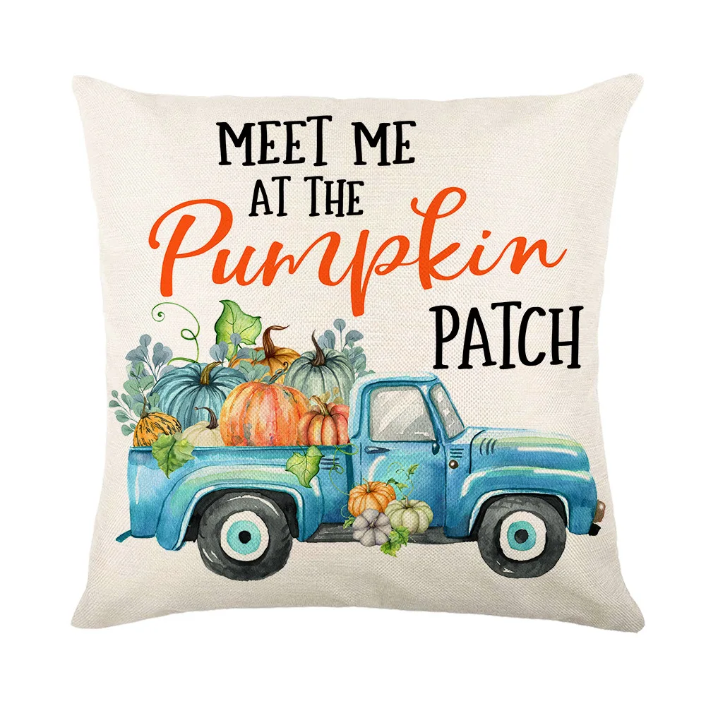 2022 Happy Thanksgiving Home Party Decorative Pillowcase 45x45 cm Cushion Cover Autumn Pumpkin Pickup Printed Decor Pillow Cover