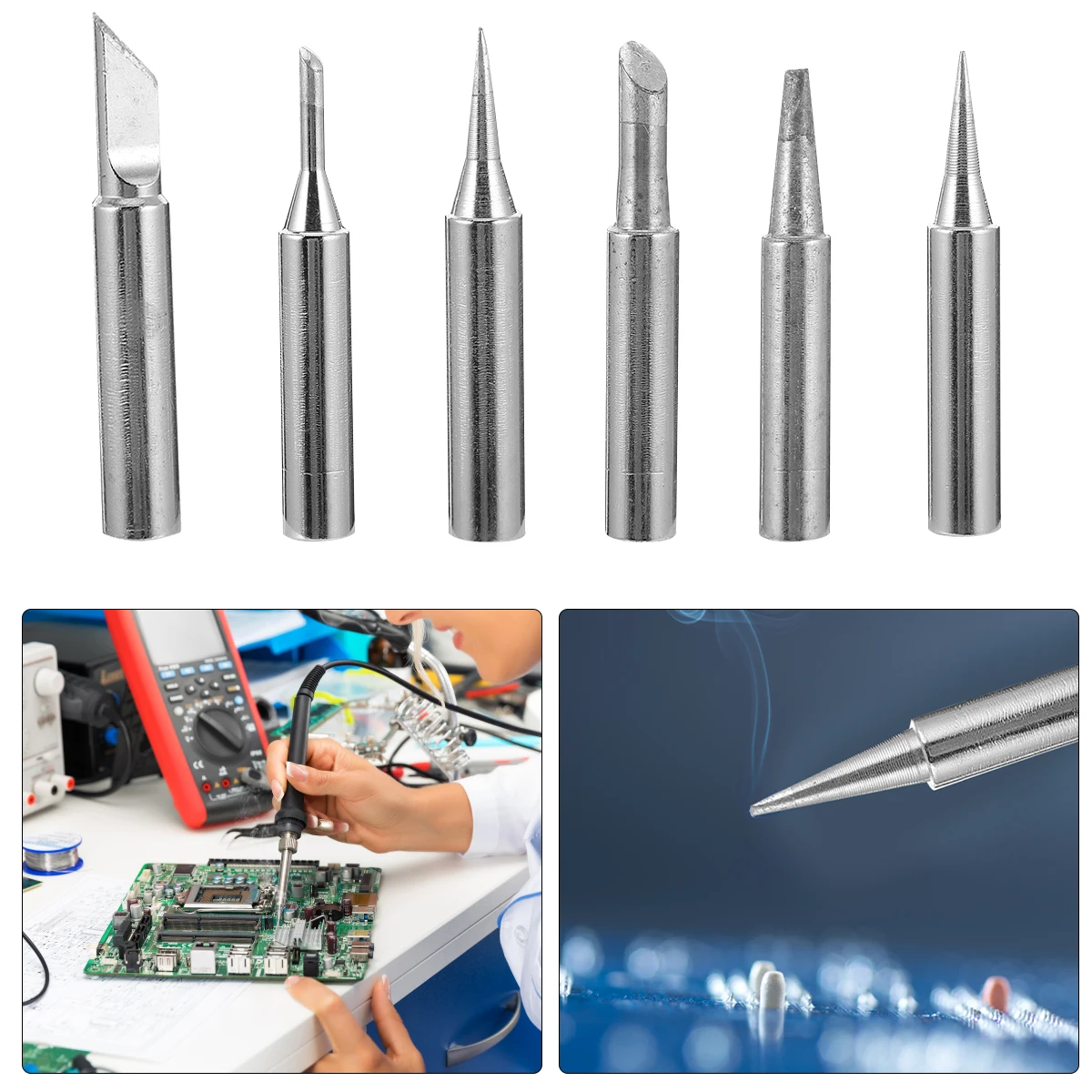 

12pcs Soldering Iron Tip Pure Copper Long Lasting Miniature Replacement Corrosion Resistant Heat Transfer Welding Tool Kit