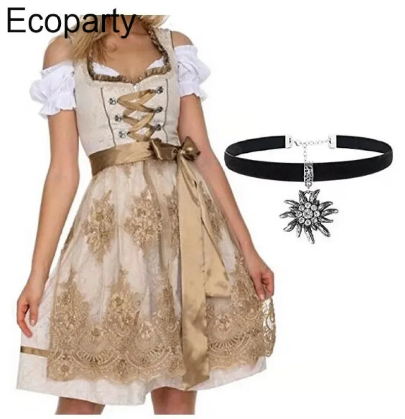 women Germany Oktoberfest Carnaval Party Beer Girl Dirndl Dress Bavarian Traditional Festival Beer Maid Cosplay Costume 50