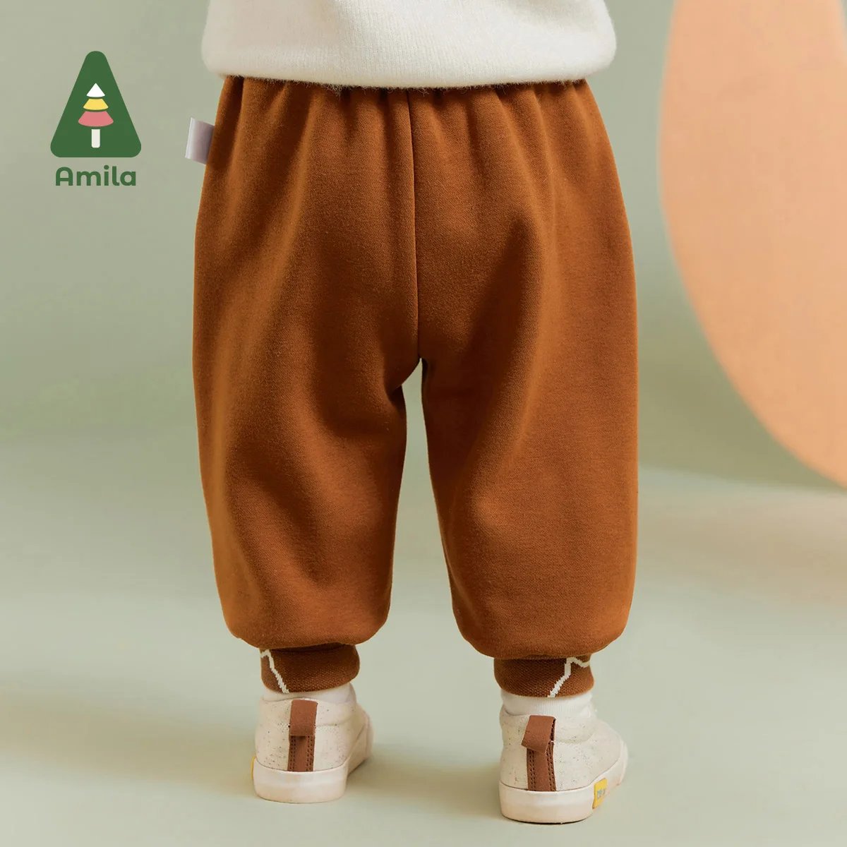 Amila Baby Children Casual Pants 2024 Winter New Multicolour Fleecing Sports Cartoon Pattern Cosy   Baby Clothing