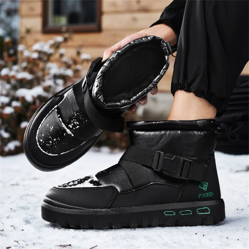 

Warm Fur Men's Snow Boots Bakers Fur-Lined Thickened Mid-Calf Cotton Shoes Thickened Fashion Casual Shoes Zapatillas Para Hombre