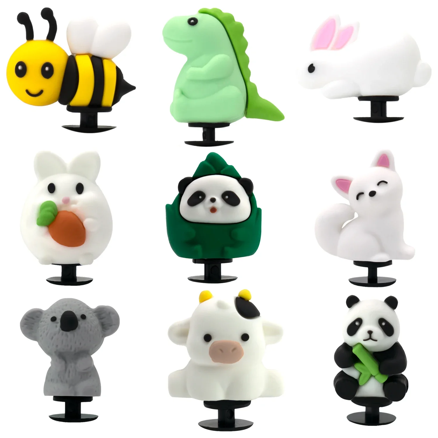 1/9pcs Cute Animals Shoe Charms Bee Bunny Panda Cow Shoe Accessories Koala Dinosaur Garden Sandals Fashion Pin Clog Jeans Gift view 2