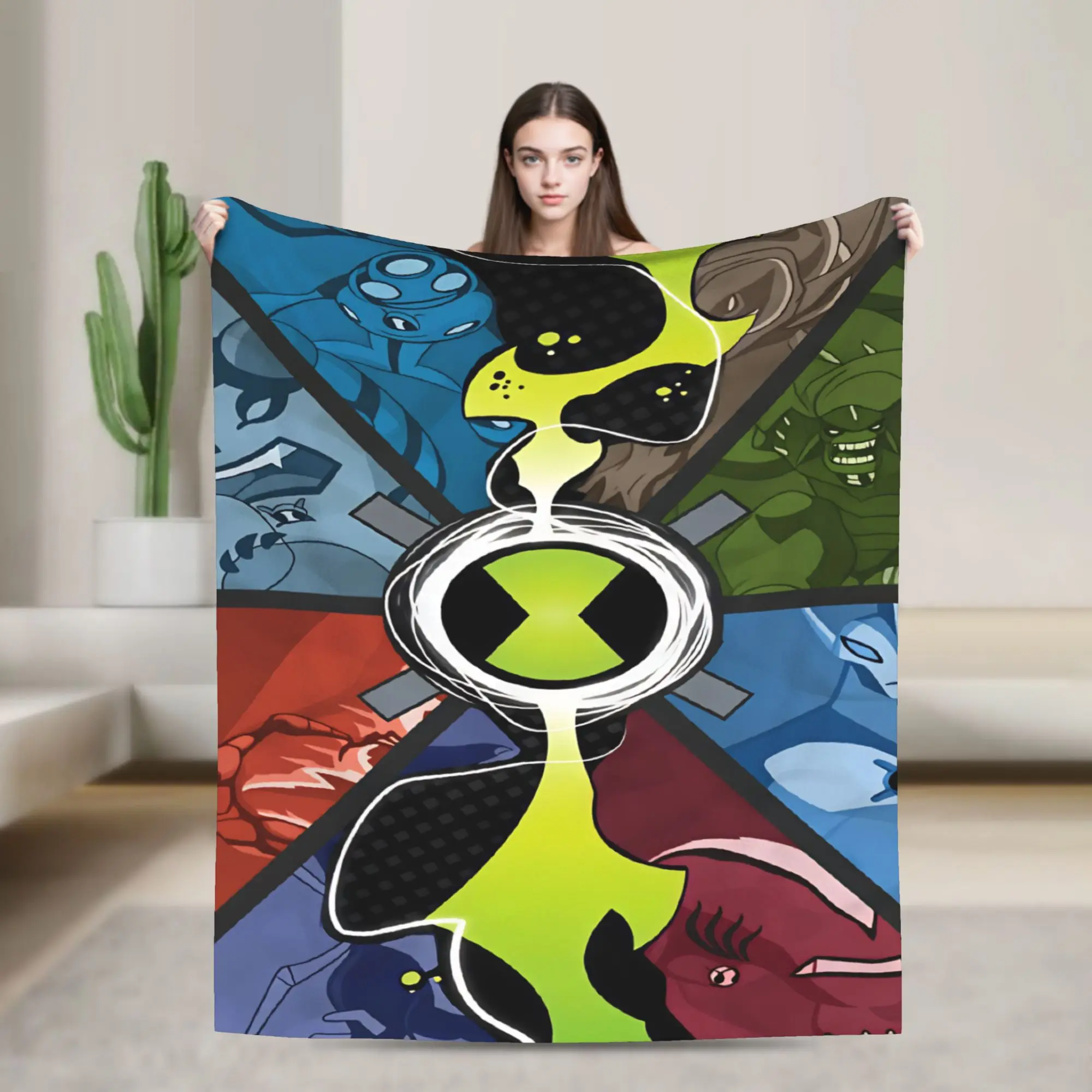 Warm Soft Blanket Travel Ben 10 Cartoon Animation Bedding Throws  Flannel Bedspread For Couch Chair Sofa Bed Sofa Bed Cover