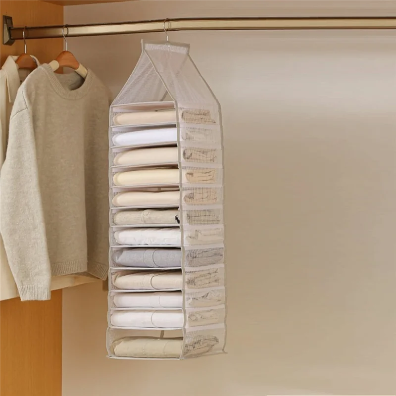 

FAAJ-Mesh Clothing Storage Hanging Bag Household Hanging Wardrobe Storage Hanging Bag Clothes And Pants Storage Artifact