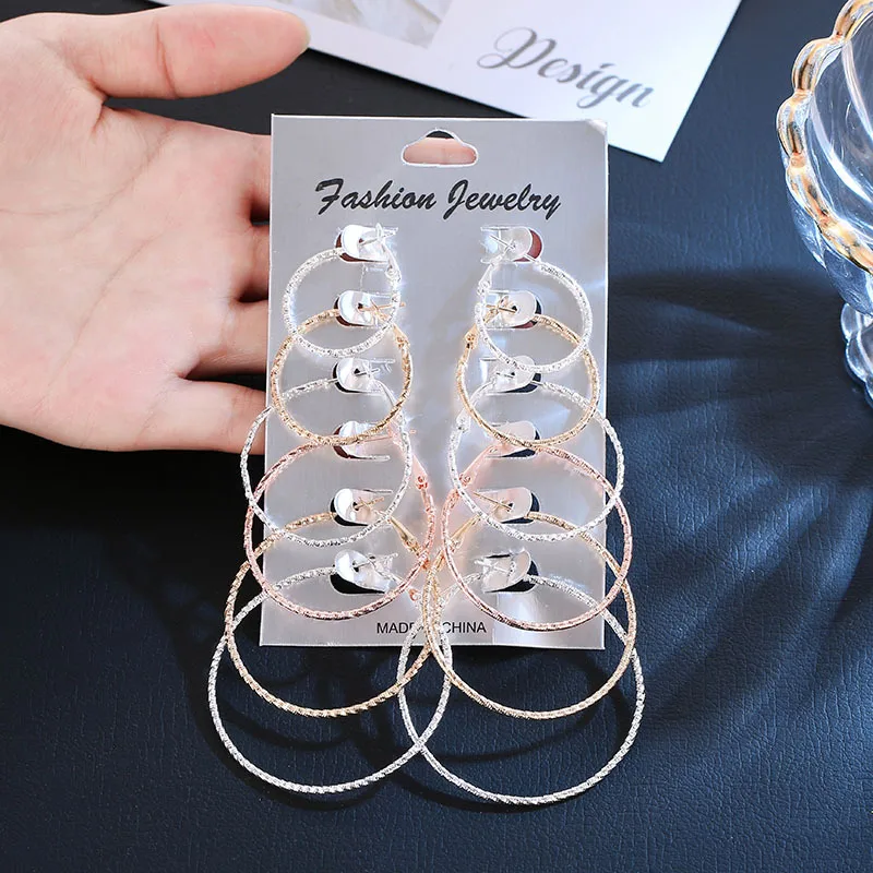 6Pairs /12Pairs Punk Hoop Earrings Set Big Circle Earrings Jewelry For Women Girls Steampunk Ear Clip Punk Earring Ear Ring