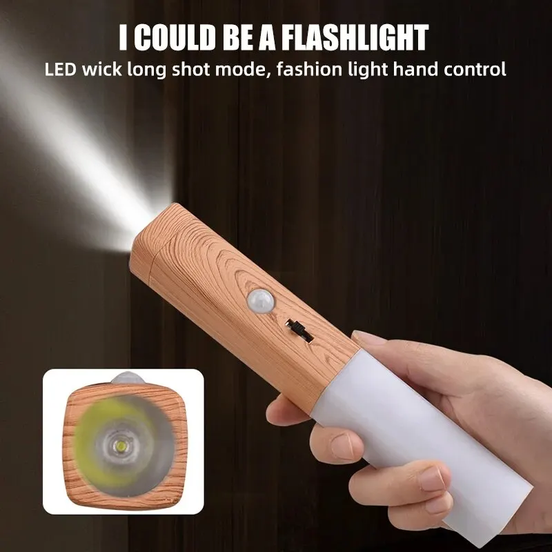 Led Wood Grain Charging HumanBody SensorLight Smart Home Magnetic Induction WallLightThree-in-one Multi-Functional Night Light