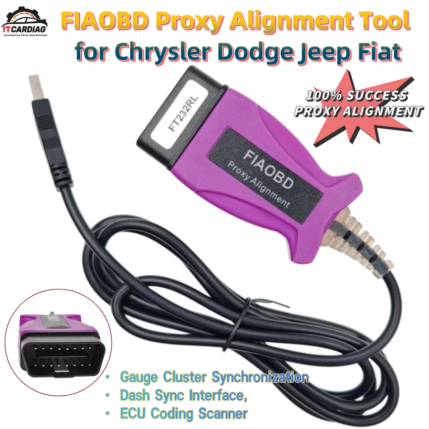 FIAOBD V2.5.7.0 Proxy Alignment Dashboard Display Sync VCI Interface for Fiat Jeep RAM Proxi Setup Flashing ECU Code OBD2 Scan