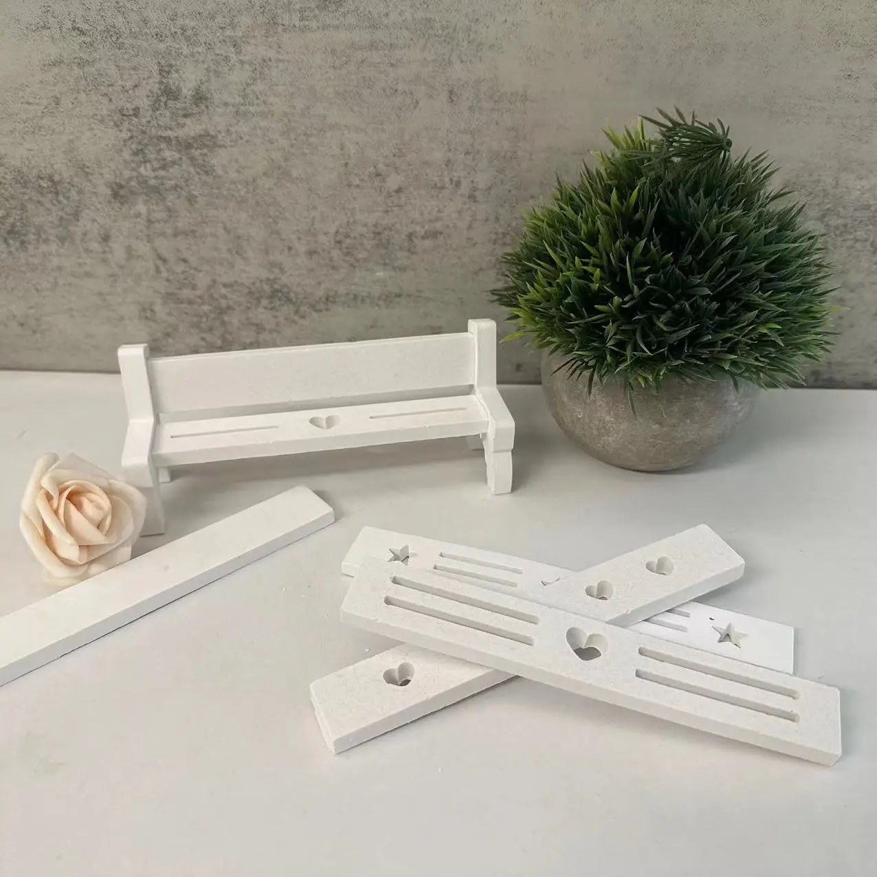 Park Bench Silicone Mold Chair Bench Legs Gypsum Mold Heart-Shaped Bench Plaster Molds Handmade Home Decor Casting Molds