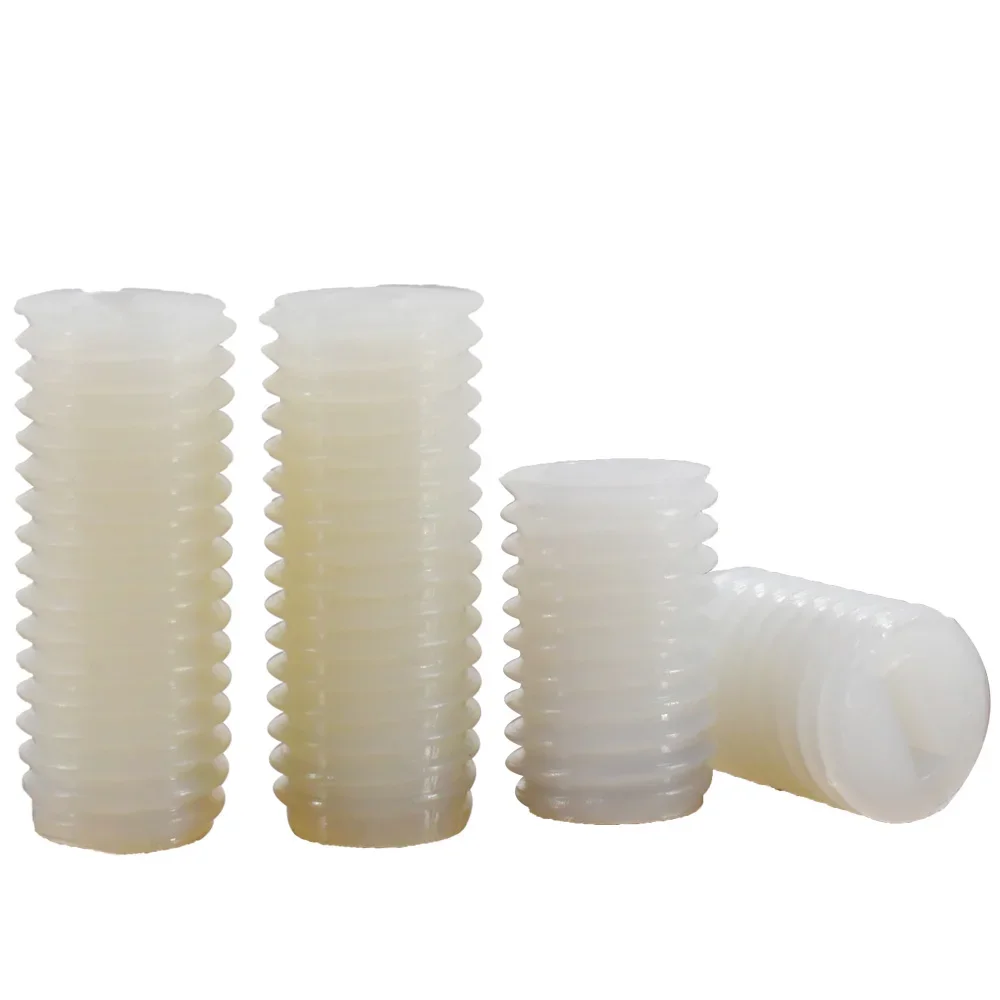 Nylon Slotted Set Grub Bolt White M3 M4 M5 M6 M8 M10 M12 Insulated Slotted Flat Point End No Head Headless Grub Bolts Set Screws