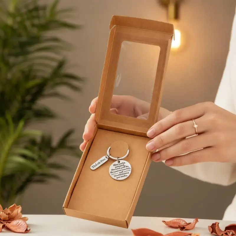 10PCS Kraft Paper Jewelry Boxes with Clear Window Durable Design Portable Gift Packaging for Rings Earrings Necklaces