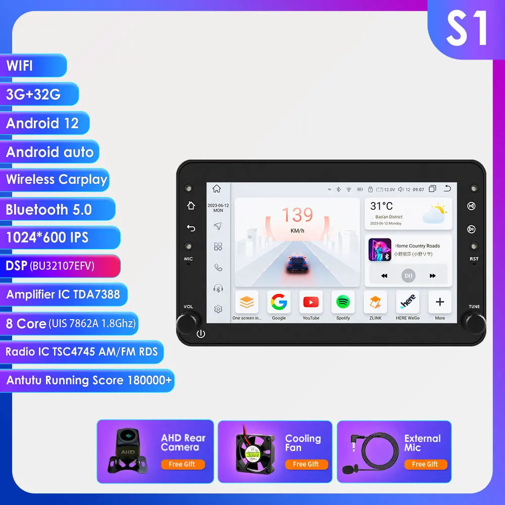 OSSURET 1Din 8G 128G Carplay Android autoradio voor Alfa Romeo 159 Brera Spider Sportwagon GPS multimediaspeler navigatie 7862
