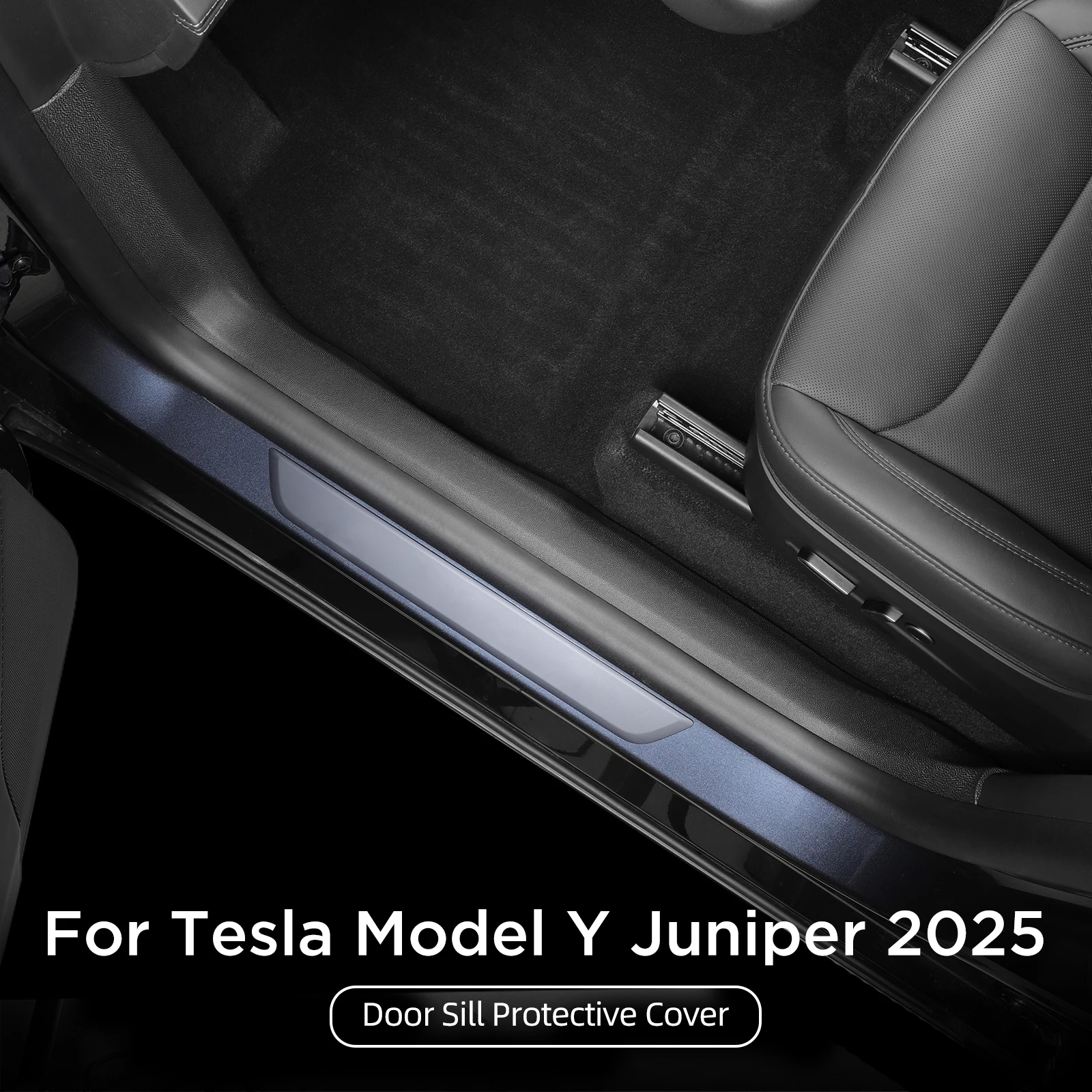 LUCKEASY Linkslenker für Tesla Model Y Juniper 2025 2026 Mittelkonsole Seitliche Anti-Kick-Pads TPE Türschwellenschutz Schwarz – Detail 3