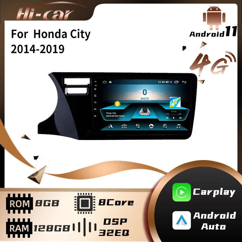 

2 Din Carplay Car Multimedia Player for Honda City 2014-2019 Car Radio Android Stereo 4G Navigation Head Unit Autoradio GPS Auto