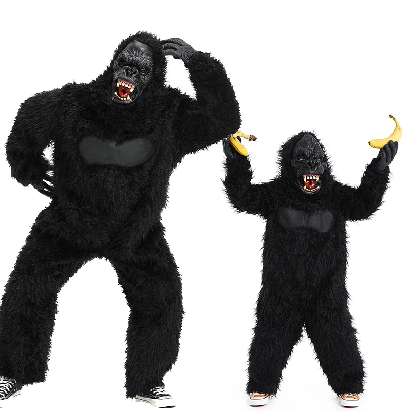 2025 New Arrival Boy Chimpanzee Costume Mens Premium Black Gorilla Jungle Fancy Dress Up For Halloween