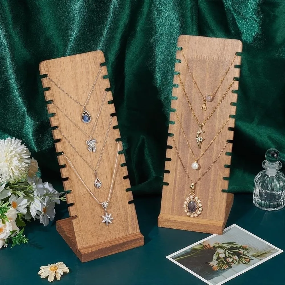 

Wood Jewelry Necklace Display Stand Long Hand Bangle Hanging Necklace Wooden Necklace Display Rack Storage Ornaments