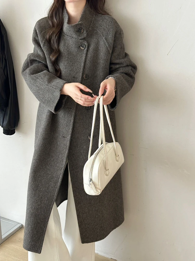 

Double-Sided Wool Coat Long Length Korean Style Loose Casual Woolen Coats Parkas Female Luxury Clothing Winter New Overcoat