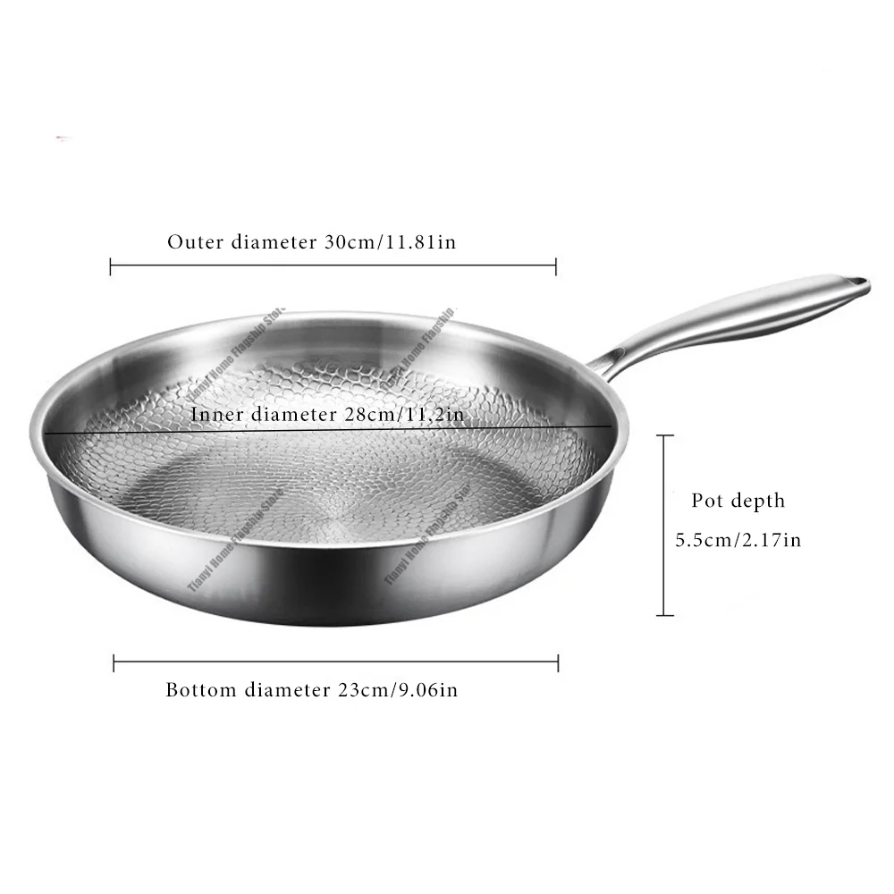22/24/26/28/30cm Titanium RVS Koekenpan Anti-aanbak Wok Eieren Steak Bakpan Inductie Gasfornuis Keuken Kookgerei