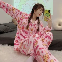 Sailor Moon cartoon flannel pajamas women's autumn and winter new kawaii long-sleeved cardigan two-piece thick home service gift