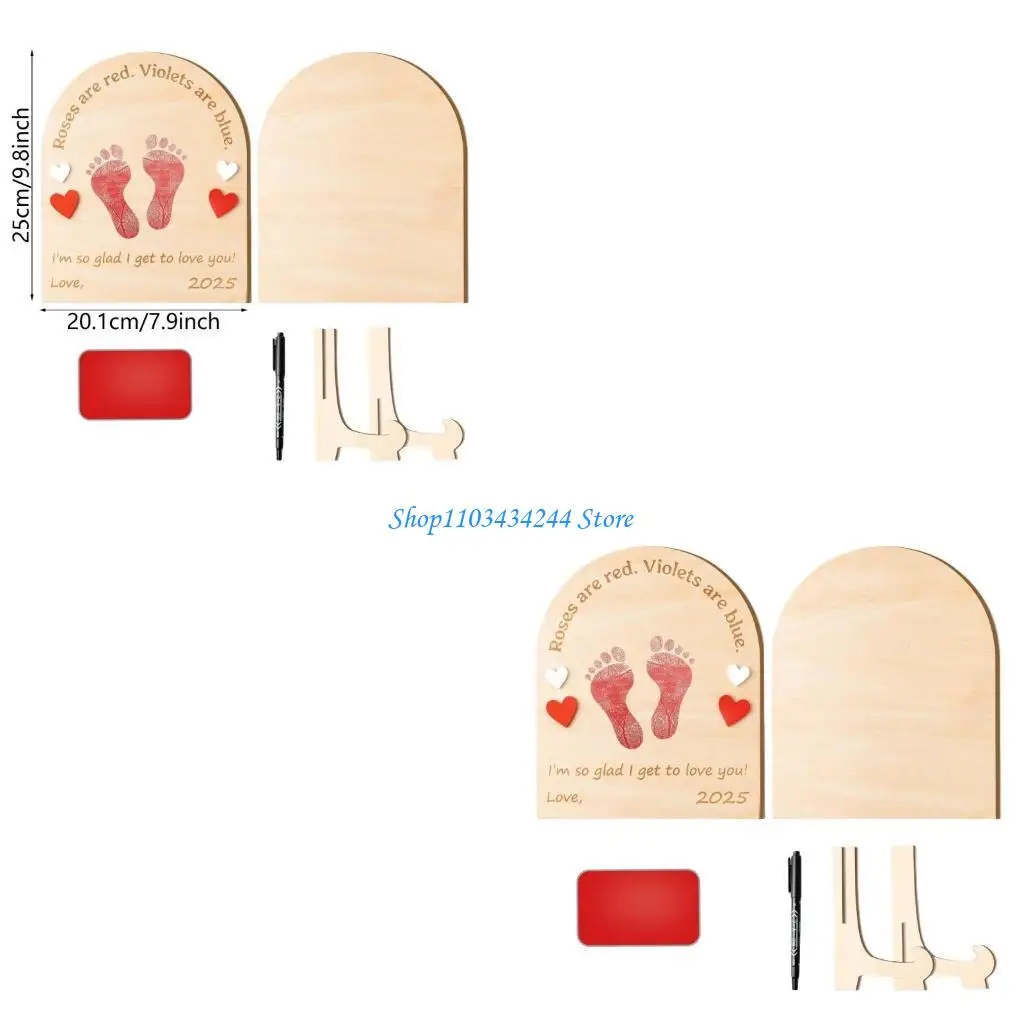 

Baby's First Footprint Wooden for Newborns Photoshoots with Stand & Pen