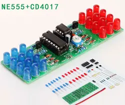 1pcs NE555 + CD4017 Red Blue Double Color Flashing Lights Board Kit StrobePractice Learning DIY Kits Electronic Suite Module