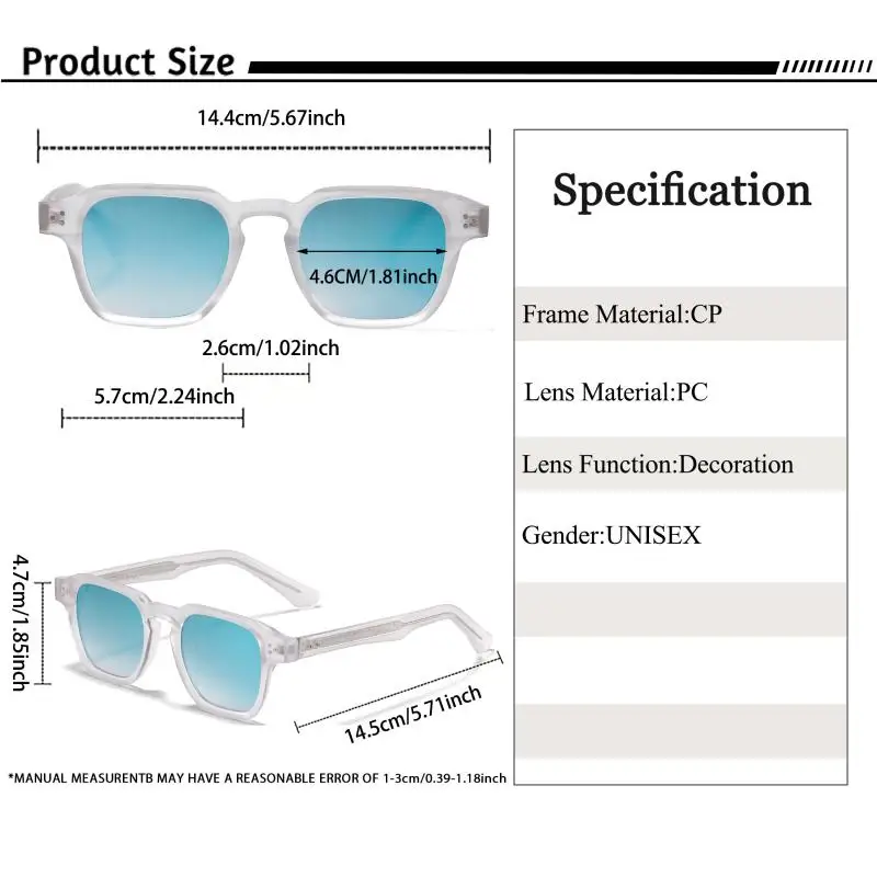 HBK Fashion Square Herren-Sonnenbrille Damen-Sonnenbrille mit Core-Einsatz-Bügel Luxusmarke Sonnenbrillen für Reisen, Strand, Party, Festival, Geschenke – Detail 7