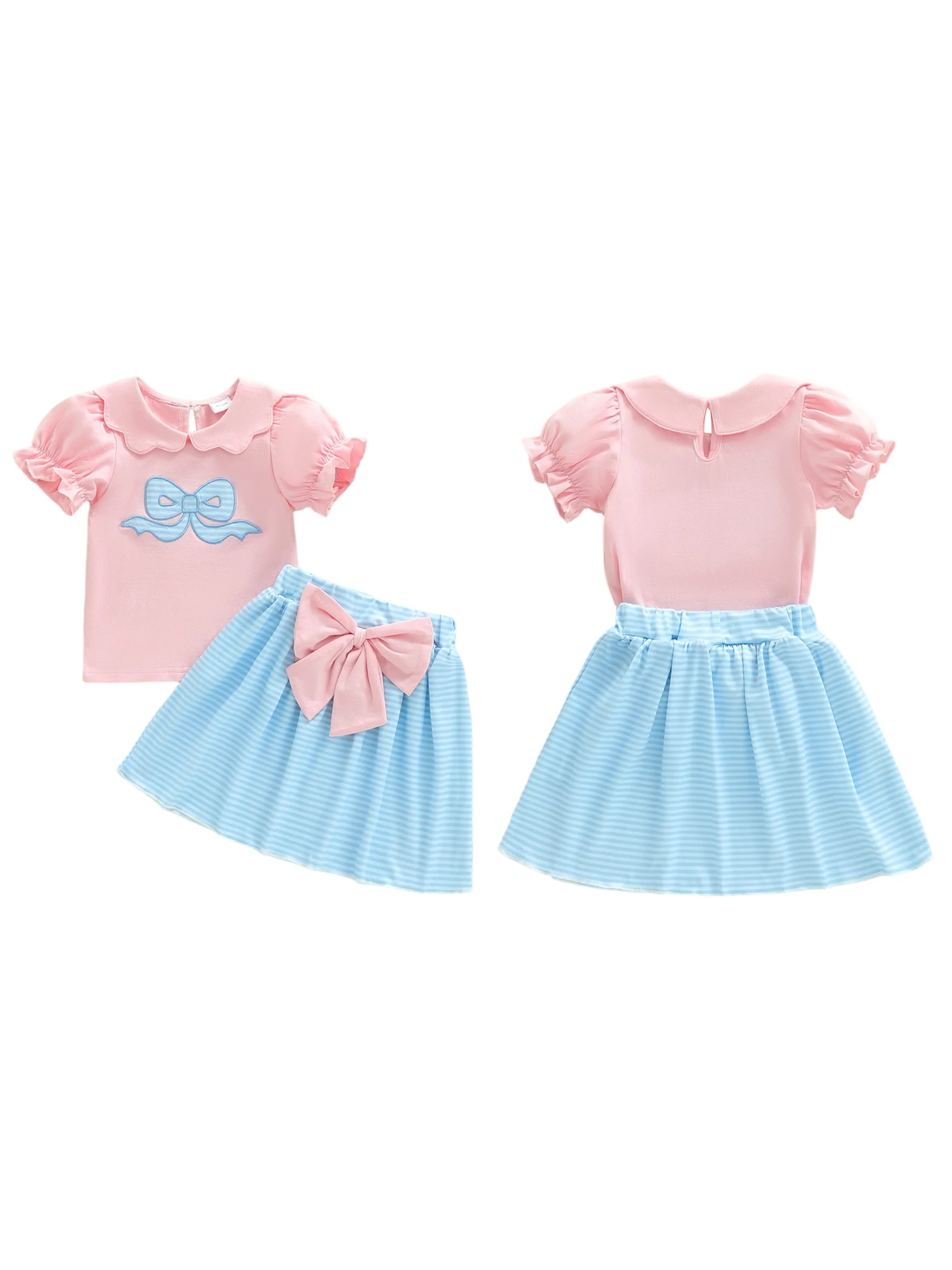 

Блузка с рюшами на рукавах и цветочным принтом для маленьких девочек, комплект из 2 джинсовых шорт с эластичной резинкой на талии и бантом