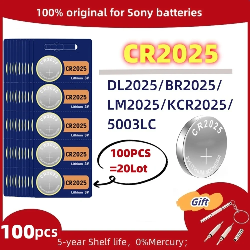 100PCS Original For Sony CR2032 CR2025 CR2016 CR1632high quality Lithium Battery Watch Car Key Remote Control Button Coin Cells