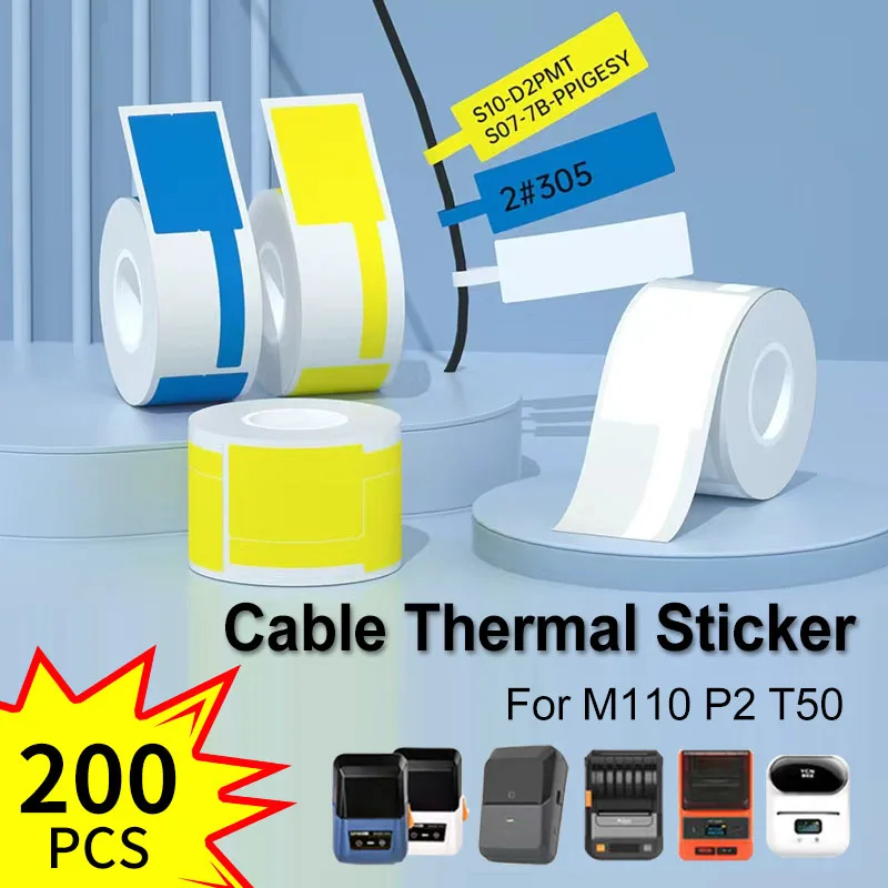 1/2 Rolls Cable Thermal Label Sticker Roll Self-adhesive Sticker Paper Office Wire Network Identification Label For M110 M220