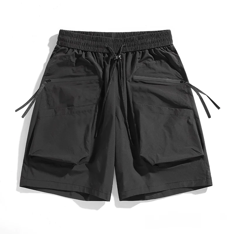 

Летние свободные рабочие брюки с множеством карманов, тонкие спортивные уличные мужские шорты, повседневные брюки, модные городские базовые однотонные брюки из полиэфирного волокна