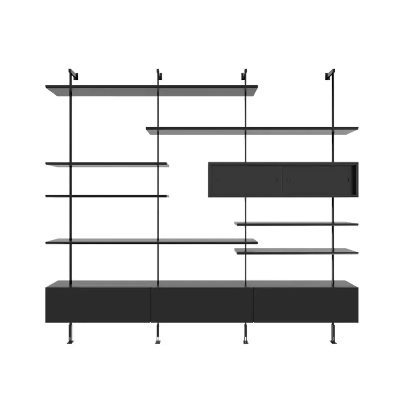Italian modern creative wall shelf, full wall study multi-layer storage rack, floor partition display