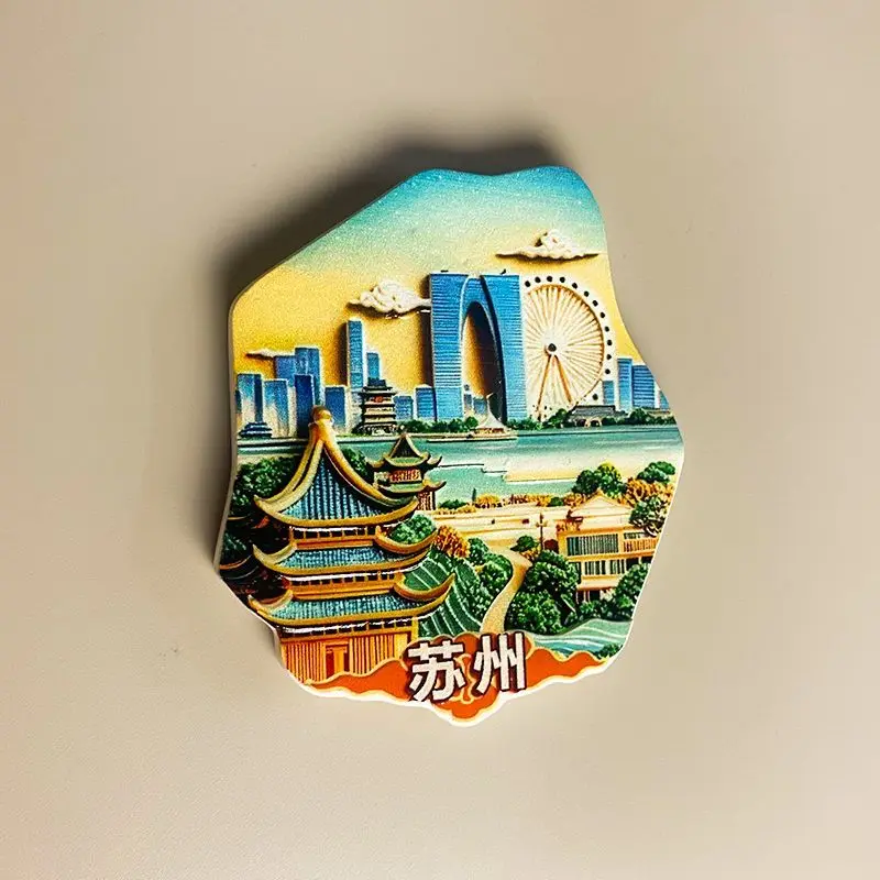 

Suzhou Simple Modern Resin Architectural Pattern Cultural and Creative Home Decor Refrigerator Magnets Travel Souvenirs