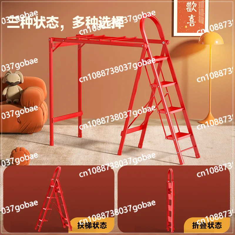 رف تجفيف قابل للطي، سلم تلسكوبي متعدد الوظائف من سبائك الألومنيوم للسلامة الداخلية ثنائي الغرض #2