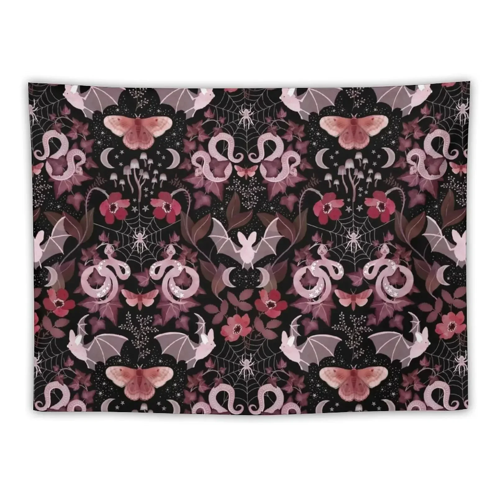 Moody gothic bat and snake damask Tapestry Home Decorators Nordic Home Decor Bathroom Decor Tapestry