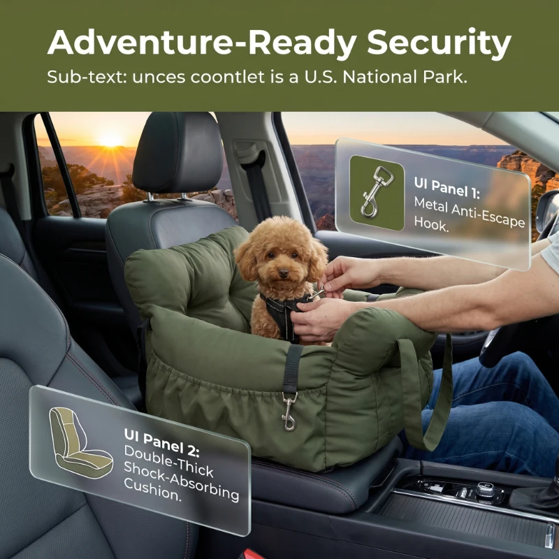 

New Dog Car Seat With Safety Belt Non Slip Pet Car Bed Washable Travel Carrier With Secure Straps for Small Dogs