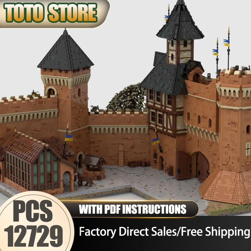 

Средневековый замок, модель Moc, строительные кирпичи, городские стены, технология расширения, модульные блоки, подарки, рождественские игрушки, набор «сделай сам», сборка