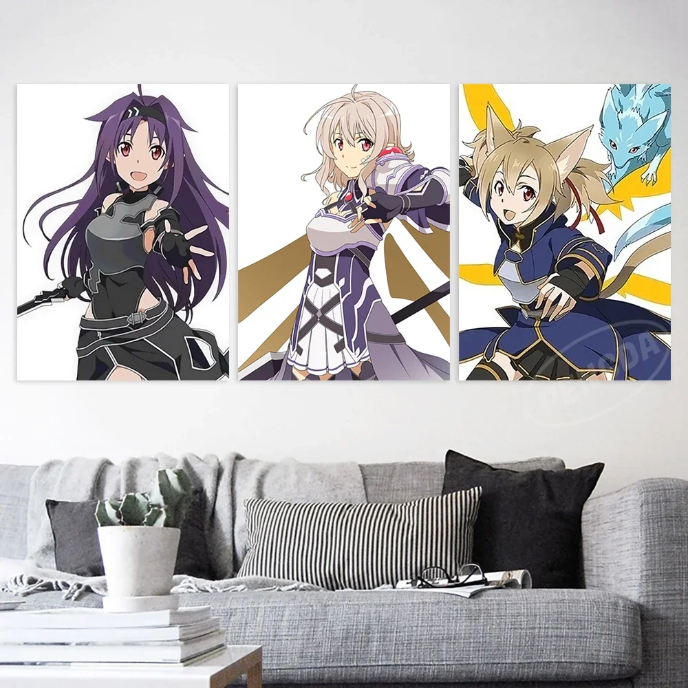 Canvas Wall Art Sword Art Online HD Prints Kirigaya Suguha Poster Home Decor Konno Yuuki Painting edroom Modular Anime Pictures