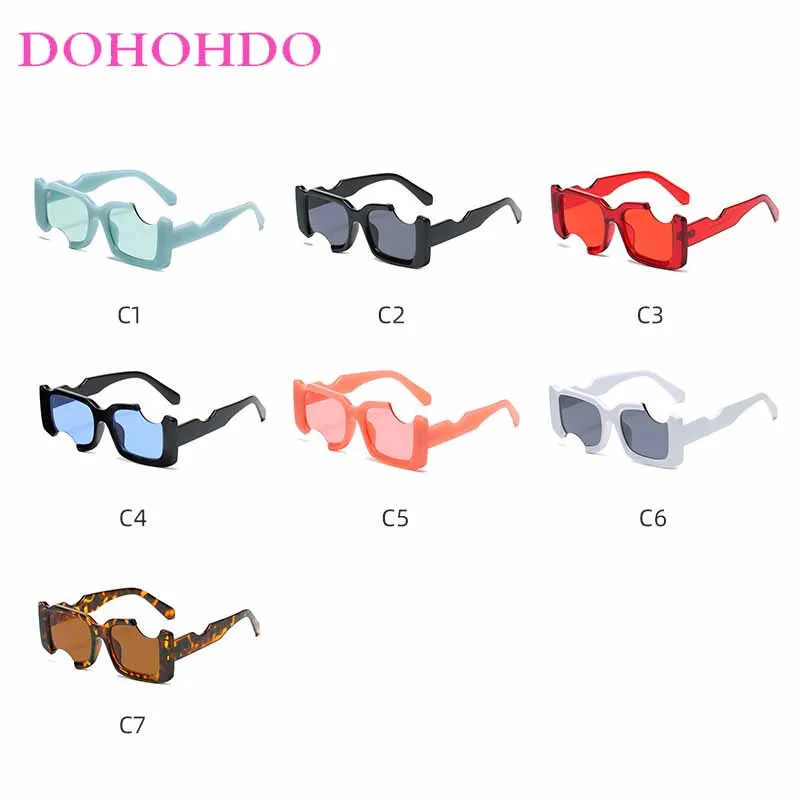 Luxury Brand Designer Personality Gap Rectangle Sunglasses Women Men Vintage Small Frame Driving Sunglasses Oculos De Sol UV400