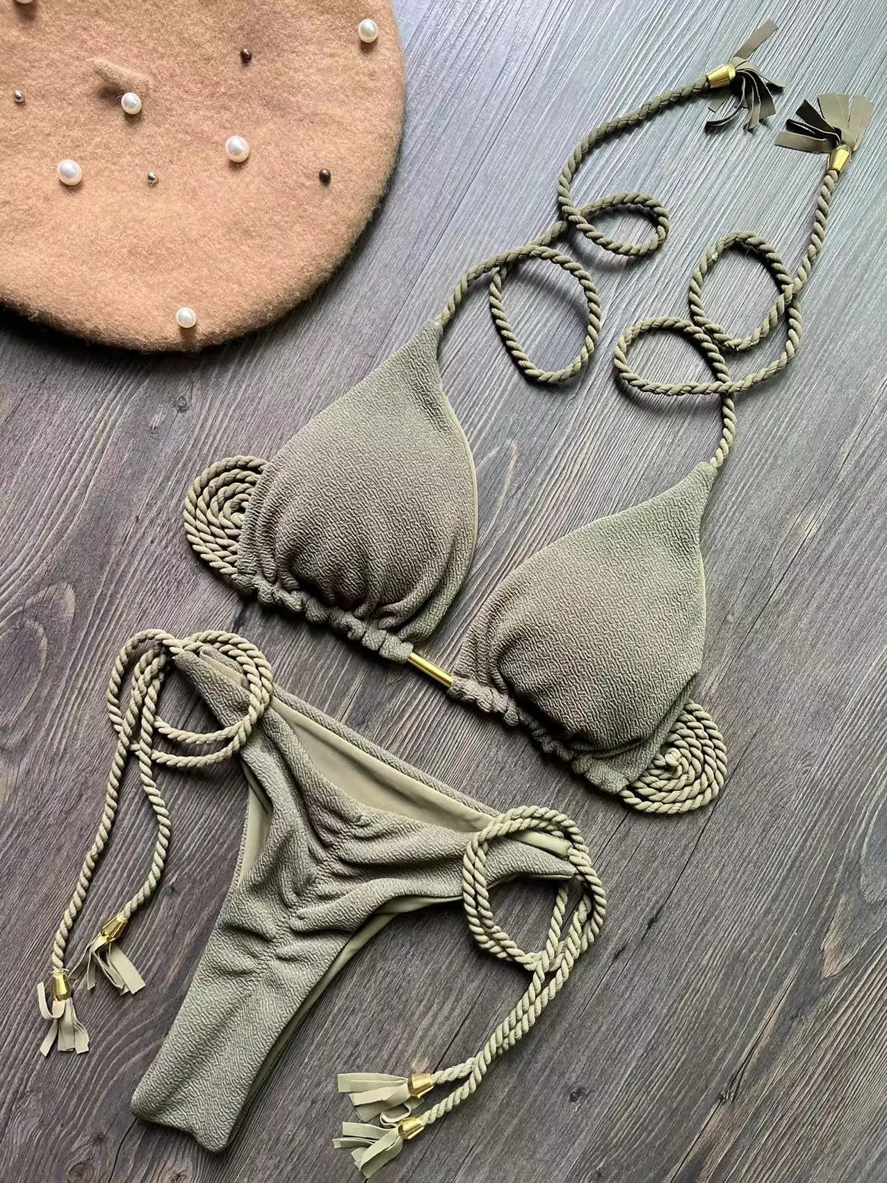 

RUOTONSEPT Sexy Braiding rope Bandage Bikini Set Women's Swimsuit Two-piece Triangle Swimwear Bathing Suit Brazilian Biquinis