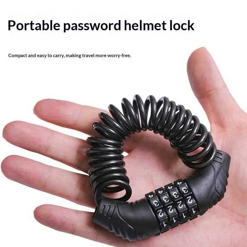 NewMotorcycle Bicycle Anti-Theft Chain 4-Digit Password Combination Helmet Lock Safety Portable Cable Lock Durable Wire Rope